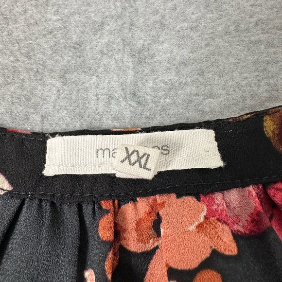 MAURICES Womens Plus Size XXL Black Floral Flutter Sleeve V Neck Top Shirt - Picture 8 of 10